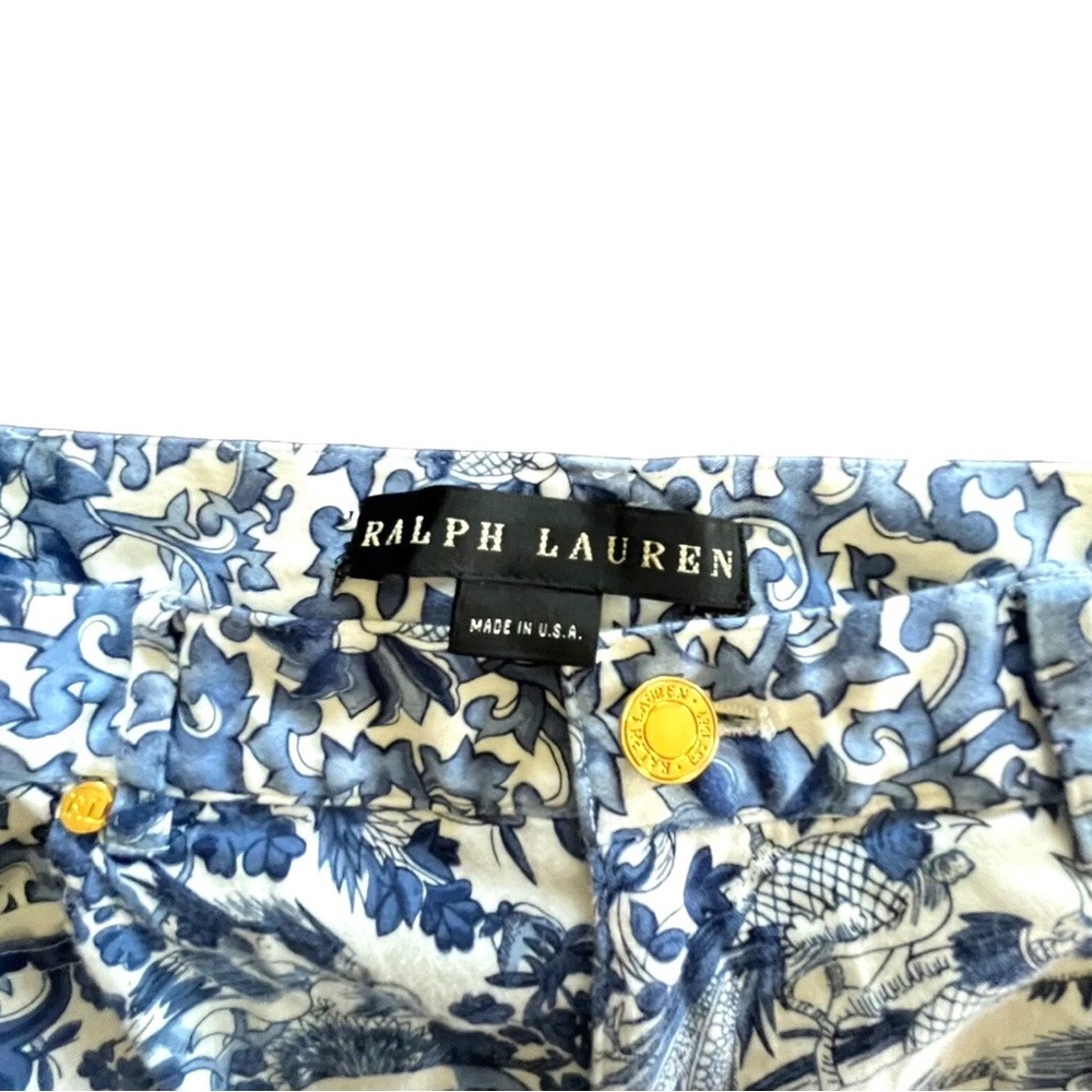 Ralph Lauren Black Label Blue & White Porcelain Print Pants Baroque Size 2 - Picture 9 of 10